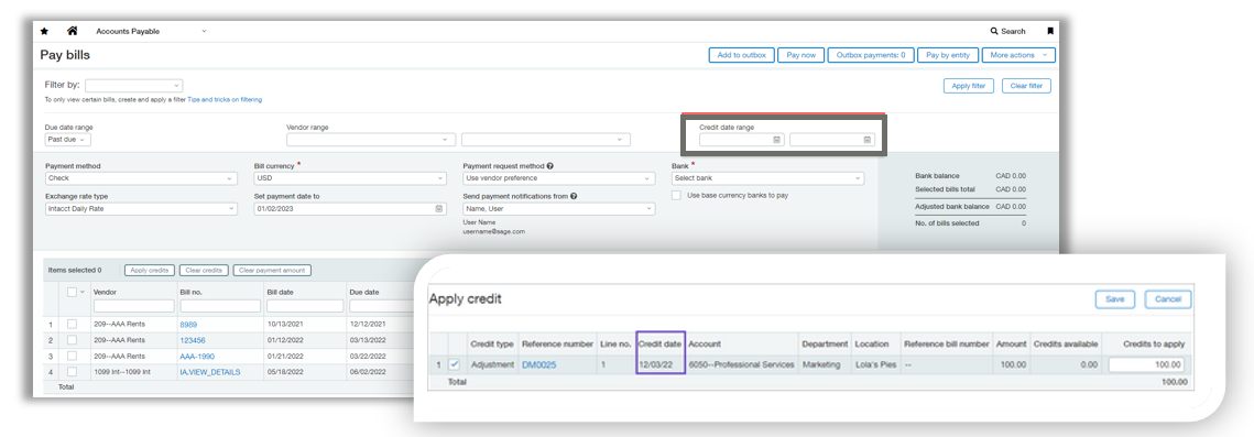 Sage Intacct Pay Bills